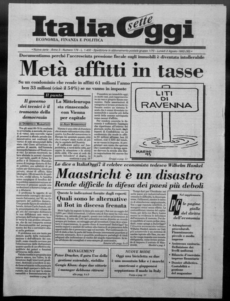 Italia oggi : quotidiano di economia finanza e politica